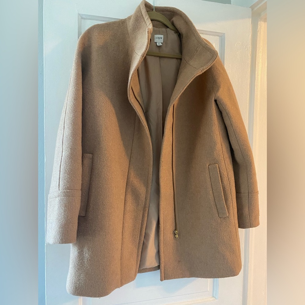 J.Crew Camel Full Zip Wool Coat